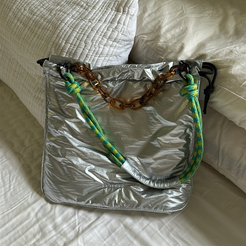 Rotunda Sant Hobo Bag, Silver